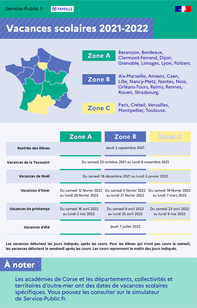 calendrier scolaire officiel